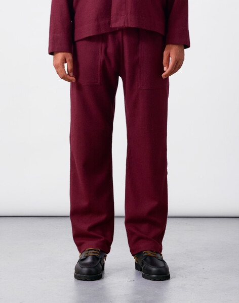 Service Works Flannel Chef Pants Burgundy S