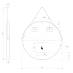 SAPHO - ORBITER guľaté zrkadlo s LED osvetlením, kožený popruh, ø 60cm, čierna mat ORL060