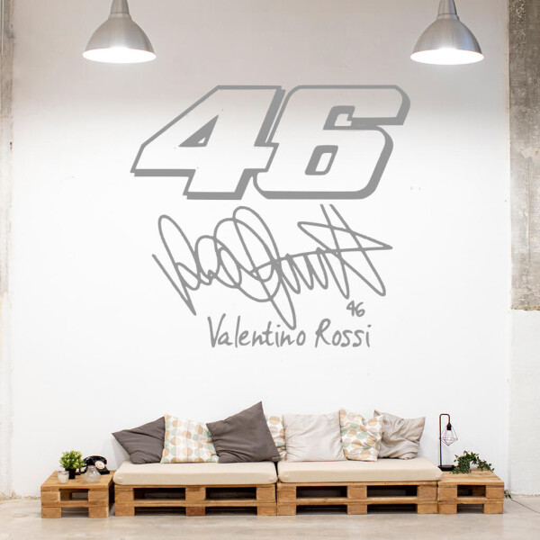 Veselá Stena Samolepka Valentino Rossi 46 Farba: šedá, Veľkosť: 40 x 37 cm