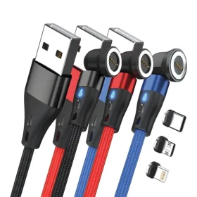 RealPower Magnetic 3A Set / Magnetický nabíjací kábel USB-A / 3x 1 m / adaptéry / sada 3 ks (439647)