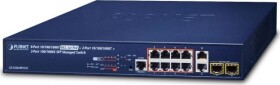 Planet PLANET GS-5220-8P2T2S łącza sieciowe Zarządzany L2+ Gigabit Ethernet (10/100/1000) Obsługa PoE 1U Modrý