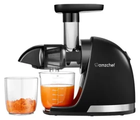 AMZCHEF 1501-BK-SM čierna / Pomalý odšťavovač / 80 RPM / 90% výťažnosť (ZM1501-BK-SM)