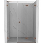 MEXEN/S - Lunar-F skladacie sprchové dvere pravé 110, transparent, meď kartáčovaná 836S-110-050-65-00-P