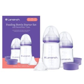 LANSINOH Štartovací set (1x Dojčenská fľaša 160ml + 1x Dojčenská fľaša 240ml + 3x NaturalWave cumeľ s pomalým (S), stredným (M) a rýchlym (L) prietokom)