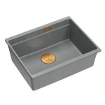 Quadron - Granitový drez Logan 100 Grey Metallic Zlaty HQJ6045U5_PVDG1_U
