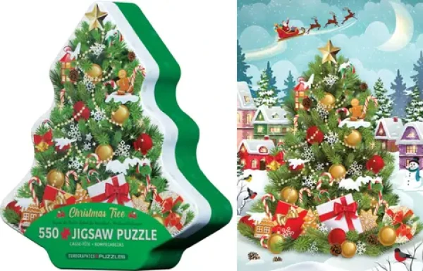 EUROGRAPHICS Puzzle v plechovej krabičke Vianočný stromček