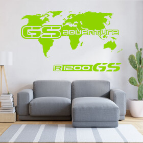 Veselá Stena Samolepka GS Adventure Mapa Farba: zelená, Veľkosť: 60 x 35 cm
