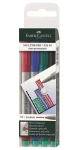 Faber-Castell Multimark M / Popisovač / Nepermanentný / Zmývateľný vodou / Gumovací hrot / Sada 4 farieb (152604)
