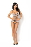 Erotické telo Savannah teddy Body with black - BEAUTY NIGHT FASHION L/XL tělová/černá