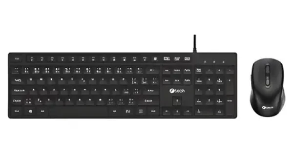 C-tech KBM-108 / Drôtový set klávesnice a myši / Multimediálne / CZ/SK / USB (KBM-108-BL)
