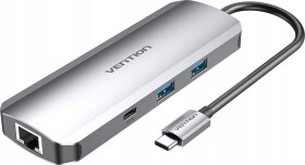 La Mer Vention Vėdinimo prijungimo stotelė 9 in 1: USB-C į HDMI/USB3.0x2/USB-C/RJ45/SD/TF/TRRS 3,5 mm/PD