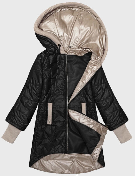 Čierna dámska prešívaná bunda s ozdobným sťahovacím lemom S'West (B8345-1) odstíny černé 50