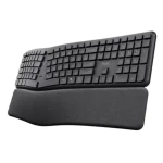 Trust Keyra čierna / Ergonomická bezdrôtová klávesnica / membránová / Bluetooth + RF / US Layout (25459)