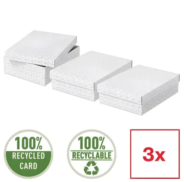 ESSELTE Úložný box Home M biela / Sada 3 ks / lepenka / nízky (628284)