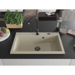 MEXEN/S MEXEN/S - Elix granitový drez 1-miska 800 x 500 mm, béžový, sifón čierna 6527801005-69-B