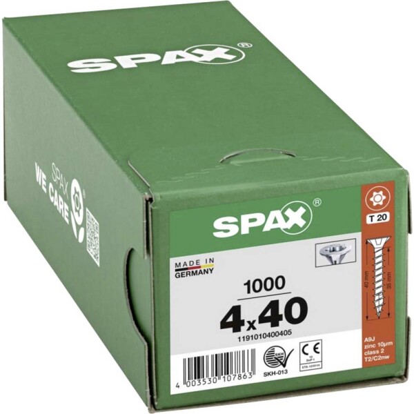SPAX R 88091 Senkkopf/T-STAR 1191010400405 skrutka do dreva 4 mm 40 mm T-STAR plus ocel WIROX 1000 ks; 1191010400405