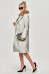 Světle šedý dámský kabát kožíškem model 15822778 Ann Gissy Barva: odcienie szarości, Velikost: