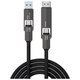 4smarts ComboCord USB4 HDMI čierna / Kábel USB-C - USB-C + HDMI / 40 Gbps / PD 240 W / 4K 60Hz / 1,5 m (549240)