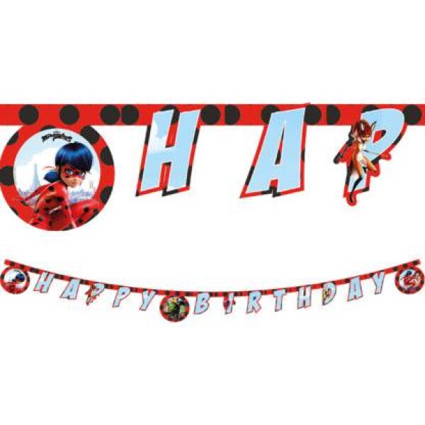 Girlanda Happy Birthday Kouzelná beruška a černý kocour - Miraculou - Procos