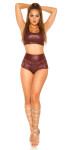 Sexy KouCla wetlook hot pants with zips BORDEAUX