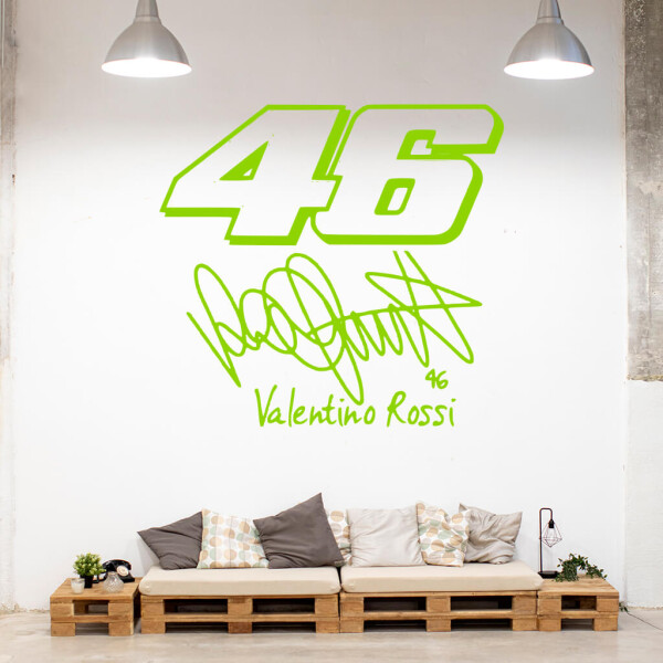 Veselá Stena Samolepka Valentino Rossi 46 Farba: zelená, Veľkosť: 100 x 93 cm