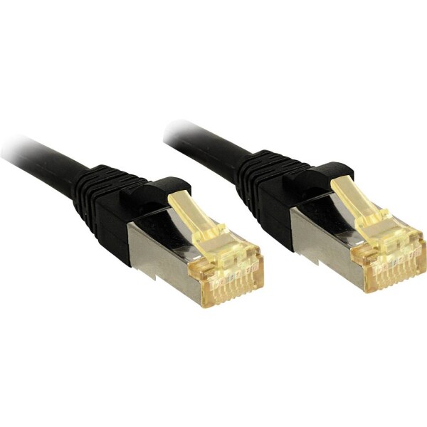 LINDY 47307 RJ45 sieťové káble, prepojovacie káble CAT 6a (surový kábel CAT 7) S/FTP 1.00 m čierna s ochranou 1 ks; 47307