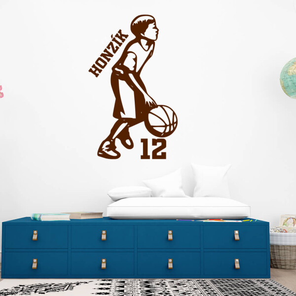 Veselá Stena Samolepka Malý basketbalista Farba: hnědá, Veľkosť: 80 x 49 cm
