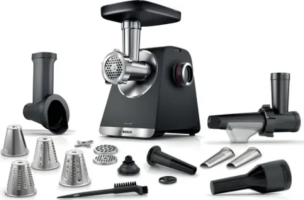 BOSCH MFWS660B strieborná / Mlynček na mäso / 2100 W / 3,5 kg za min / 2 rýchlosti / reverzný chod (MFWS660B)