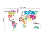 Veselá Stena Samolepka Farebná mapa Sveta