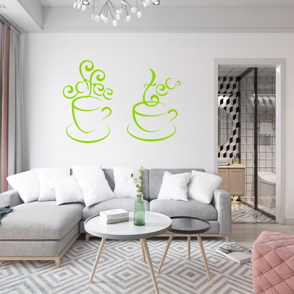 Veselá Stena Samolepka Horúci čaj Farba: zelená, Veľkosť: 40 x 28 cm
