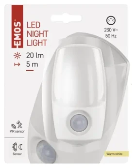 Emos P3318 / LED nočné svetlo / do zásuvky 230V / PIR čidlo / fotosenzor / 20 lm (1456000150)