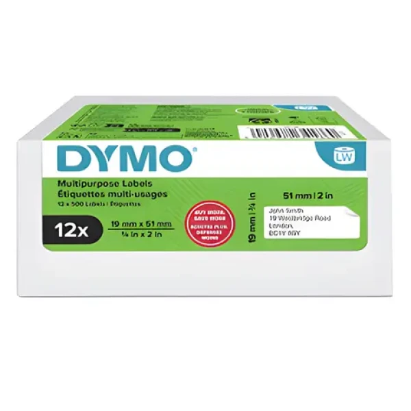 Dymo papierové štítky 51mm x 19mm 12x500 ks / biele / multifunkčné (2234186)