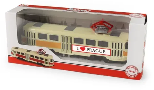 Rappa Kovová retro električka T3 PRAGUE žltá 16 cm
