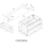 CERANO - Kúpeľňová skrinka Carole - čierna matná + doska pod umývadlo Navira Pro - 36 mm + konzola čierna - 160x46x51,6 CER-606225