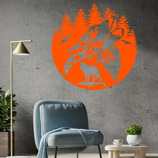 Veselá Stena Samolepka Vlci Farba: oranžová, Veľkosť: 100 x 101 cm