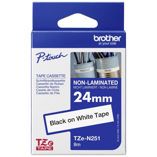 Páska nelaminovaná Brother TZe-N251 Farba pásky: biela farba písma: čierna 24 mm 8 m; TZEN251