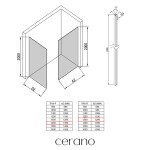 CERANO - Sprchová zástena Walk-in Crystal TL/P - 10 mm - bezvzperový systém - čierna matná, grafitové sklo- 140x130x200 CER-8050BD80765