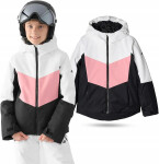 Dievčenská zimná bunda JAF545 bielo-čierno-ružová - 4F 134