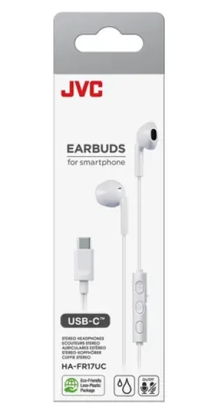 JVC HA-FR17UC biela / Slúchadlá do uší / USB-C / mikrofón / IPX2 (HA-FR17UC-WV)