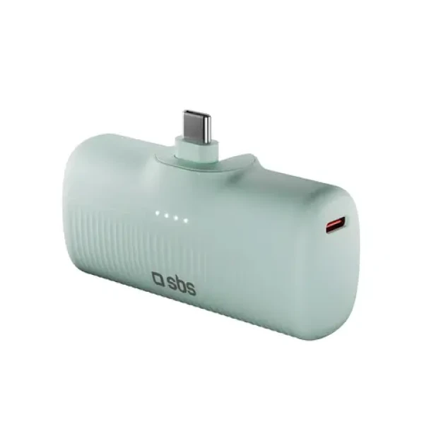 SBS EcoPower 5000 mAh zelená / Powerbanka / 10 W / vstavaný USB-C konektor