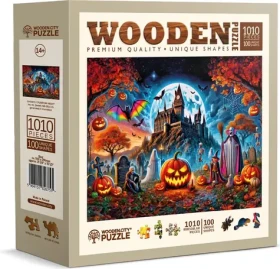 Wooden City Drevené puzzle Halloweenska tekvica