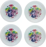 STOR Sada detských tanierikov Stitch / 4 ks / Odolný plast / Do umývačky aj mikrovlnky (11252)