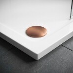REA/S - Sprchová akrylová vanička Belmond White 90x90 Krytka kartáčovaná meď KPL-04371