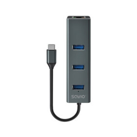 SAVIO AK-57 USB-C adaptér / 3x USB-A 3.0 / RJ45 (KBASAVADA0027)