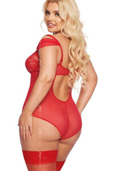 Dámske sexy plus size body Dora 1901 Red - SoftLine 3XL červená