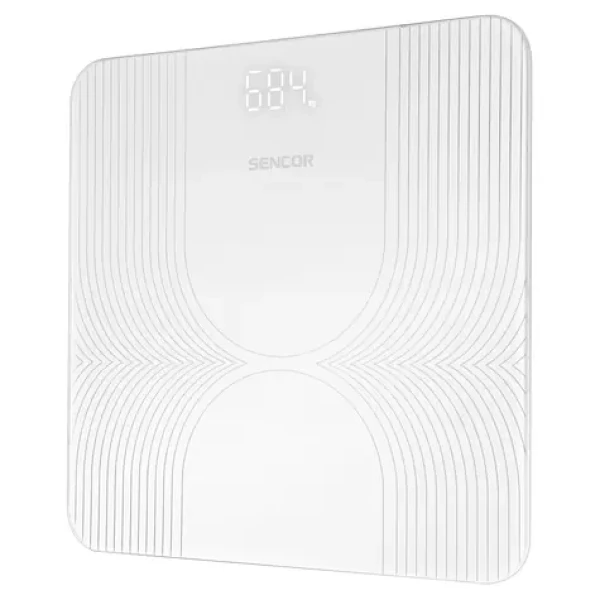 Sencor SBS 2475WH biela / Osobná váha / Tvrdené sklo / LCD / 180 kg / kg / 2x AAA (8590669338429)