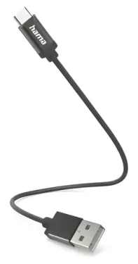 HAMA Kábel USB-A - USB-C 0,2 m čierna / Nabíjací kábel / nylon / 480 Mbit/s (00201600)