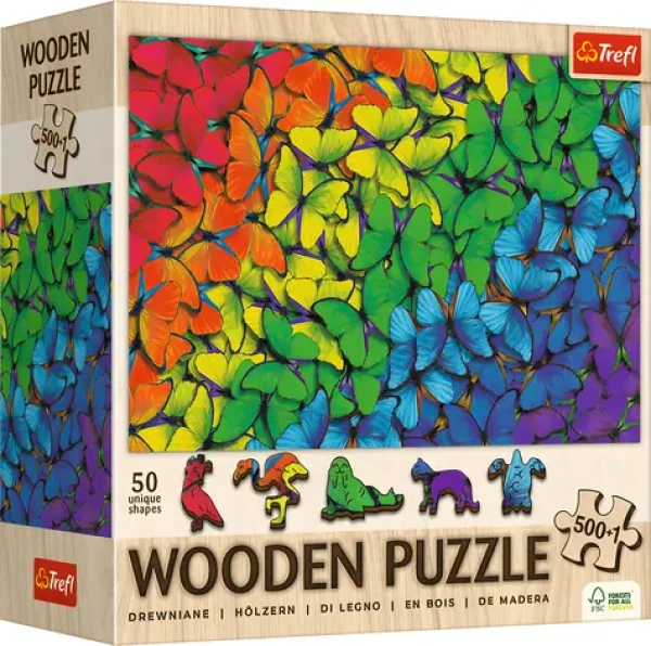 Trefl Drevené puzzle Dúhoví motýle