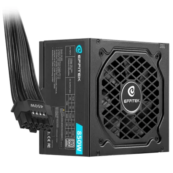 EFFITEK 850W / Napájací zdroj / ATX 3.1 / PCIe 5.1 / 80 PLUS Silver (EB-850)