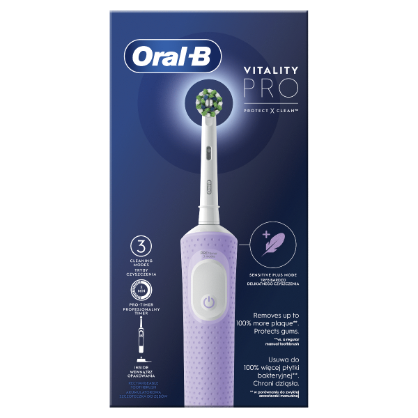 Oral-B Vitality Pro Protect X Clean fialová / Eletrická zubná kefka / oscilačné / 3 režimy / 2D technológia (Vitality Pro Protect X Clean L)